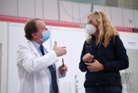 PK im Impfzentrum Paul Horn Arena Tuebingen