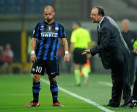 FUSSBALL SERIE A: Trainer Rafael Benitez , Wesley Sneijder  (Inter)