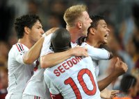 Fussball Champions League  Saison 2011/2012:  Pato, Clarence Seedorf , Thiago Silva (v. li., AC Mailand)
