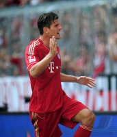 Fussball 1. Bundesliga, Saison 2011/2012:  JUBEL nach dem Tor Mario Gomez (FC Bayern Muenchen)