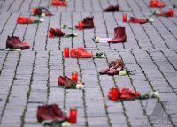 Internationalen Tag gegen Gewalt an Frauen:  Schuh-Aktion auf dem Tuebinger Marktplatz