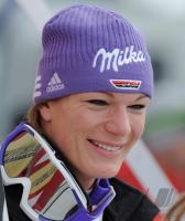 SKI Weltcup  Damen  ST.Moritz;  Abfahrt Siegerin Maria Riesch (GER)