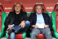 Fussball 1. Bundesliga, Saison 2011/2012:  Sportdirektor Dirk Duffner, Praesident Fritz Keller  (v. li., SC Freiburg)