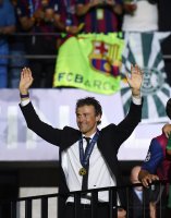 Fussball Champions League Finale 2015: JUBEL Trainer Luis Enrique (Barca)