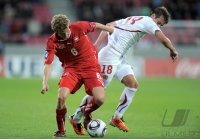 Fussball U21-EURO 2011 Halbfinale:  Fabian Lustenberger (li, Schweiz) gegen Lukas Marecek (re, Tschechische Republik)