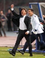 Fussball CHL  Saison 2011/2012: Jubel Trainer Walter Mazzarri (SSC Neapel)