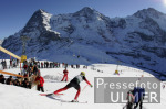 Ski Alpin;  Abfahrt Herren  Wengen Hermmann Maier (AUT) am Start in Hintergrund Eiger, Moench, Jungfrau