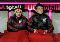 Fussball 1. Bundesliga, Saison 2011/2012: Danijel Pranjic , Ivica Olic (v. li., FC Bayern Muenchen)