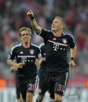 Fussball CHL  Saison 2011/2012: JUBEL Bastian Schweinsteiger (FC Bayern Muenchen)