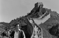 Fussball Beckenbauer (Cosmos New York) vor chinesischer Mauer