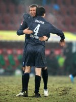 2. Fussball Bundesliga : (v. li.) VfL Bochum JUBEL nach dem Sieg mit Trainer Friedhelm Funkel, Christoph Dabrowski