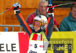 SKI   Weltcup Riesentorlauf Damen Lienz - Ertl jubelt im Ziel ueber ihren 4. Platz