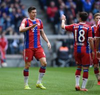 Fussball 1. Bundesliga Saison 14/15: JUBEL Robert Lewandowski (FC Bayern Muenchen)