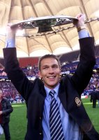 Fussball  1. Bundesliga  2000/2001: JUBEL Patrik Andersson(FC Bayern Muenchen)