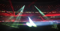 Fussball 1. Bundesliga Saison 14/15: Laser Show in der Allianz Arena
