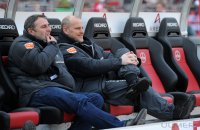 Fussball 1. Bundesliga :  Manager Klaus Allofs mit Trainer Thomas Schaaf (v. li., SV Werder Bremen)