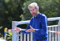 Eroeffnung Radbruecke Tuebingen; Tuebingens Oberbuergermeister Boris Palmer (Die Gruenen)