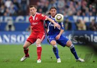Fussball 1. Bundesliga: Ivica Olic (li., FCB) gegen Marcelo Bordon (re., Schalke)