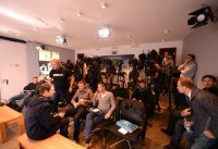 Fussball CHL&Atilde; Saison 12/13: Der Presseraum auf dem Trainingsgelaende des FCB an der Saebenerstrasse