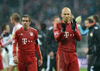 Fussball 1. Bundesliga, Saison 2012/2013:  Arjen Robben und Philipp Lahm (v. re., FC Bayern Muenchen)