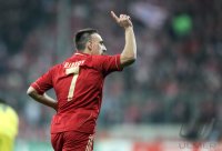 Fussball CHL  Saison 2011/2012:  Jubel nach dem Tor zum 1:0 Franck Ribery (FC Bayern Muenchen)