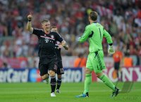 Fussball CHL  Saison 2011/2012: JUBEL Bastian Schweinsteiger (FC Bayern Muenchen)
