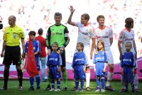 Fussball 1. Bundesliga, Saison 2011/2012:  Torwart Hans Joerg Butt, Holger Badstuber, Thomas Mueller (v. li., FC Bayern Muenchen)