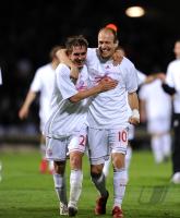 FUSSBALL  International CHL 09/10: JUBEL Philipp Lahm, Arjen Robben (v.li., FCB)