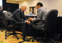 Fussball FIFA Exekutivkomitee Mitglieder: Beckenbauer (Deutschland) und Bin Hammam (Katar)