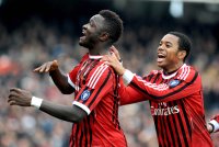 FUSSBALL SERIE A:  JUBEL Ali Sulley Muntari  (li.) mit Robinho (AC Mailand)