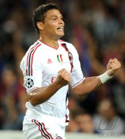 Fussball Champions League  Saison 2011/2012:  JUBEL nach dem Tor Thiago Silva (AC Mailand)