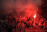 Fussball CHL  Saison 2011/2012:  FC Bayern Muenchen Fans mit einem Bengalischen Feuer