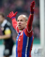 Fussball DFB Pokal Achtelfinale 14/15: JUBEL Arjen Robben (FC Bayern Muenchen)