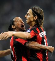 Fussball Champions League  Saison 2010/2011:  Ronaldinho, Zlatan Ibrahimovic (v. li., AC Mailand) , ENTT&acirc;&not;USCHT, ENTTAEUSCHT, ENTTAEUSCHUNG, ENTT&acirc;&not;USCHUNG, FRUST, FR