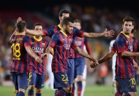 FUSSBALL International 2013/2014: JUBEL Barca; Lionel Messi und Neymar