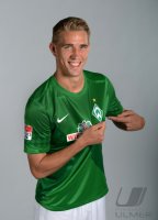 Fussball 1. Bundesliga, Saison 2012/2013, Werder Bremen: Nils Petersen im exklusiven Pressefoto ULMER Fotoshooting
