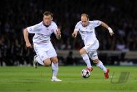 FUSSBALL  International CHL 09/10: Arjen Robben, Ivica Olic (v.re., FCB)