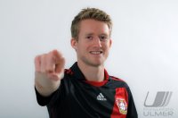 Andre SCHUERRLE (Deutschland) posiert im exklusiven Pressefoto ULMER Shooting im Trikot von Bayer 04 Leverkusen