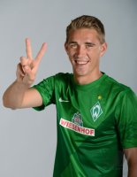 Fussball 1. Bundesliga, Saison 2012/2013, Werder Bremen: Nils Petersen im exklusiven Pressefoto ULMER Fotoshooting