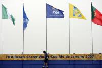 Stadium preparation one day after the oficial opening of the 2007 Beachsoccer Wold Cup