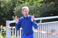 Eroeffnung Radbruecke Tuebingen; Tuebingens Oberbuergermeister Boris Palmer (Die Gruenen)