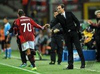 FUSSBALL SERIE A:  Robinho, Trainer Massimiliano Allegri (AC Mailand)