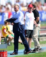 Fussball 1. Bundesliga Saison   2011/2012 :  Vorstandsvorsitzender Karl Heinz Rummenigge, Trainer Jupp Heynckes  (v. li., FC Bayern Muenchen)