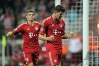 Fussball CHL  Saison 2011/2012:  JUBEL Mario Gomez (FC Bayern Muenchen)