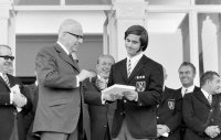 Fussball Ehrung der Deutschen Nationalmannschaft durch Bundespraesident Heinemann nach WM-Titel 1970