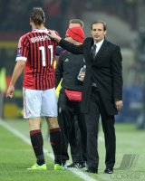 Fussball CHL  Saison 2011/2012:  Zlatan Ibrahimovic , Trainer Massimiliano Allegri (AC Mailand)