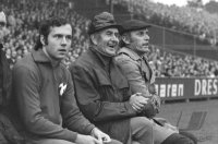 Fussball 1. Bundesliga Saison 1971/1972:  Beckenbauer, Schwan, Lattek (FC Bayern)