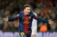 FUSSBALL INTERNATIONAL CHL ACHTELFINALE 12/13: JUBEL Lionel Messi (Barca)