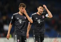 Fussball Champions League  Saison 2010/2011: Thomas Mueller, Mark van Bommel (v. li., FC Bayern Muenchen)