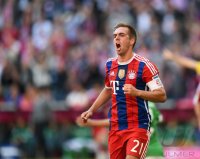 Fussball 1. Bundesliga Saison 14/15: JUBEL Philipp Lahm (FC Bayern Muenchen)
